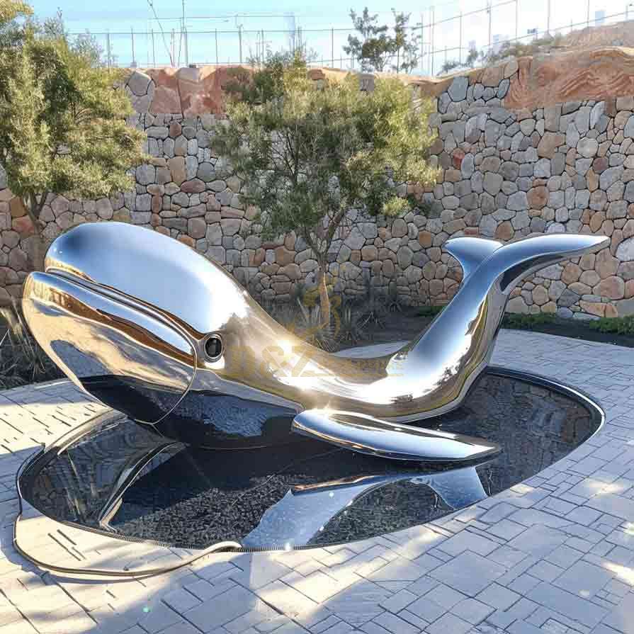 Metal Whale Garden Sculpture