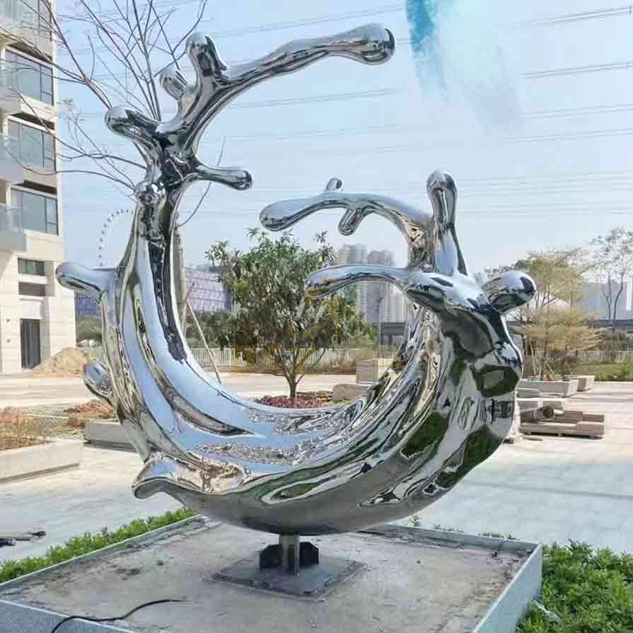 Large metal abstract wave sculpture community installation renderings