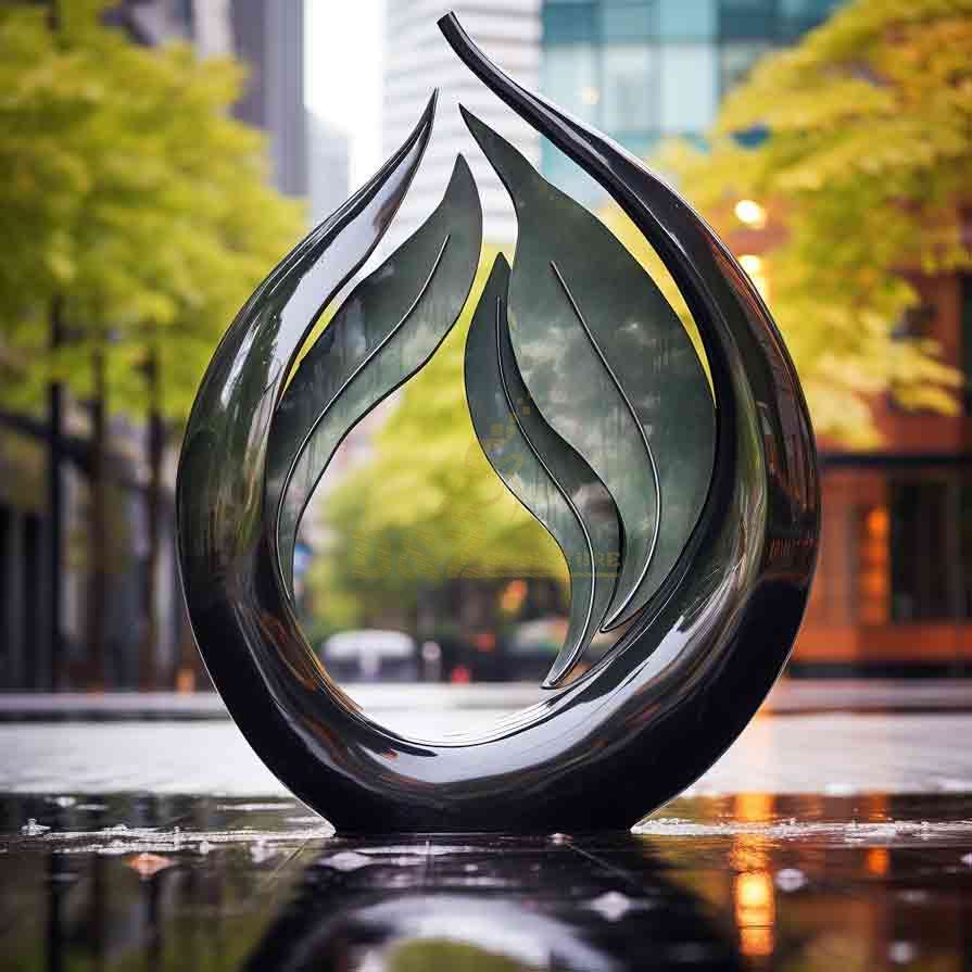 Leaf Water Drop Sculpture, Modern Sculpture