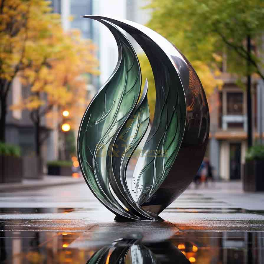 Other creative designs of outdoor metal leaf water drop sculptures