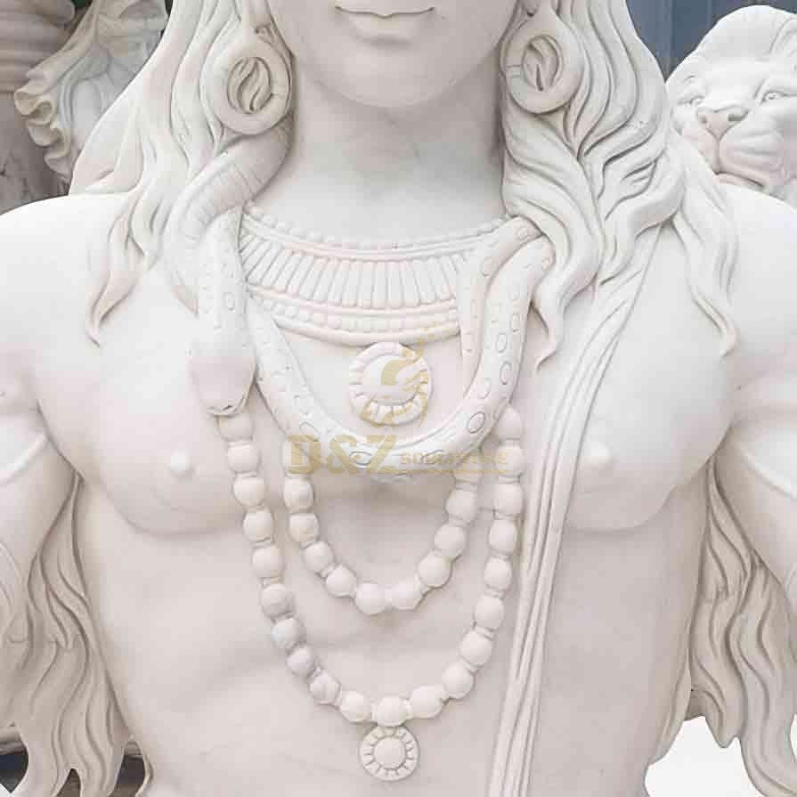 Detail of white marble indian god shiva statue