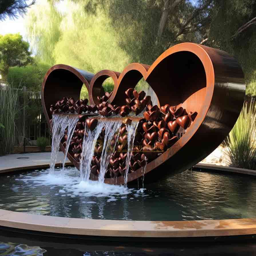 Heart Shaped Water Fountain - Love Theme Sculpture