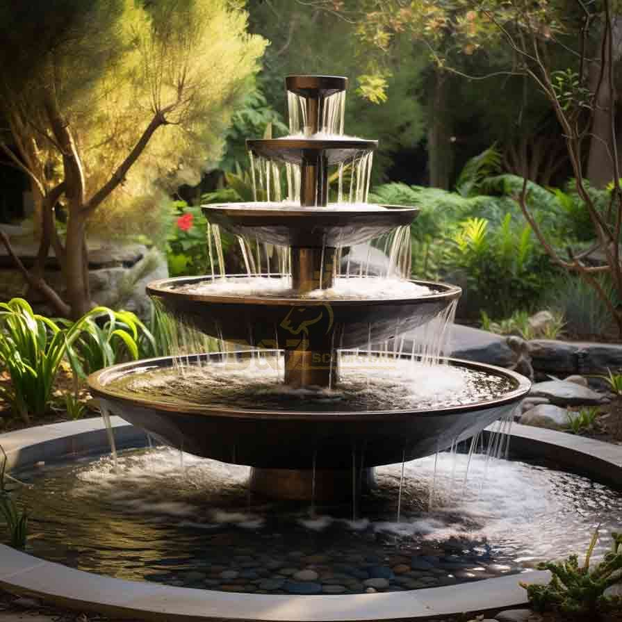 Round Garden Metal Outdoor Fountain Sculpture