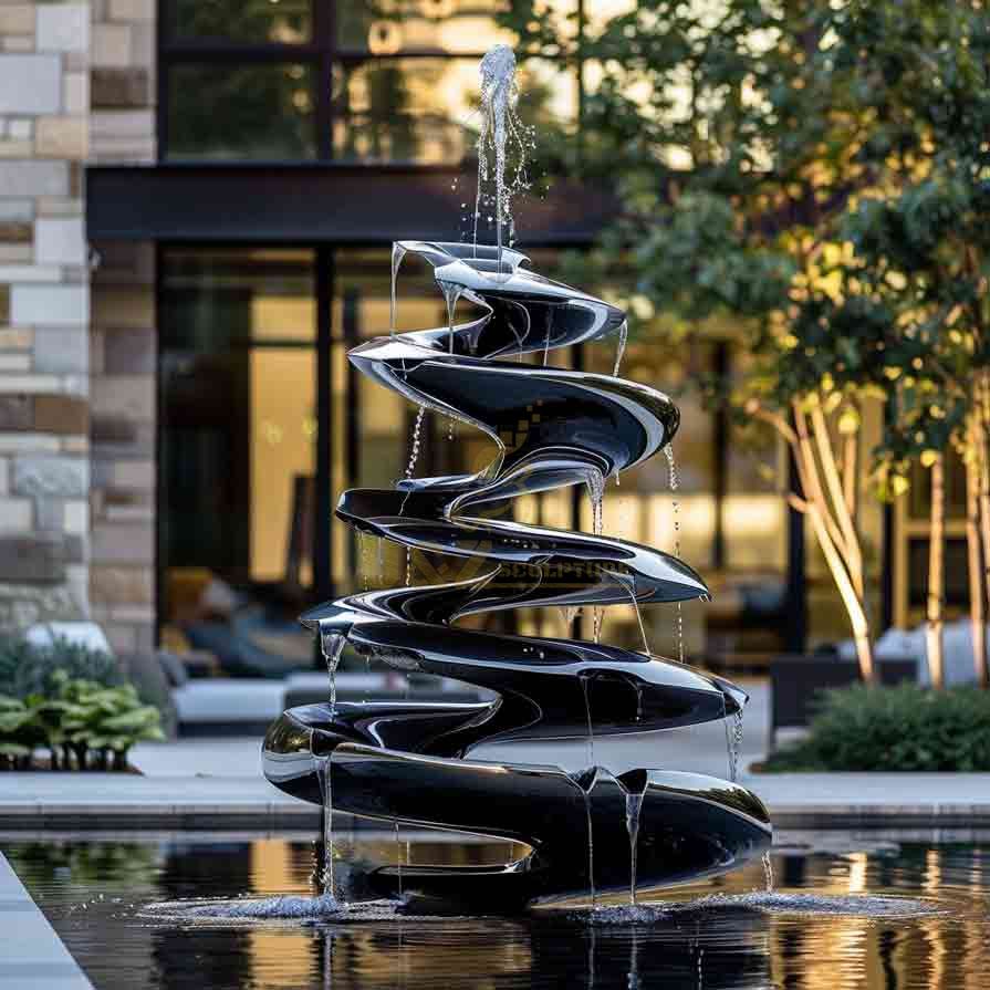 Modern Abstract Alpine Metal Tiered Waterfall Fountain