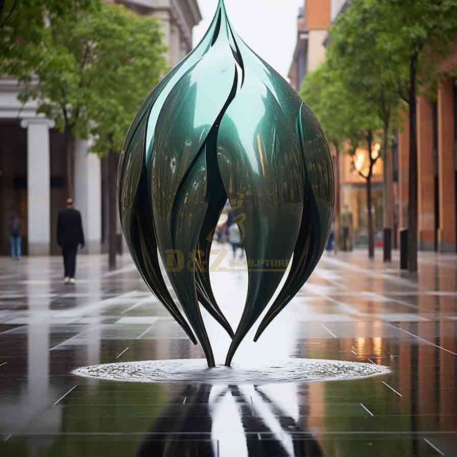 3D fountain abstract leaves and flame design