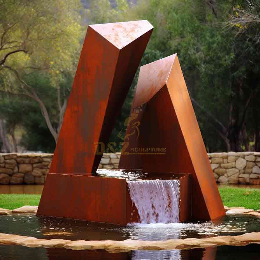 Outdoor Corten Steel Geometric Fountain