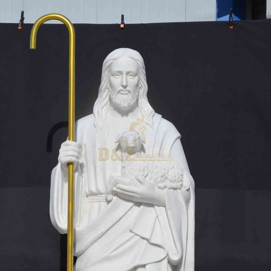 White marble Jesus with Goat statue