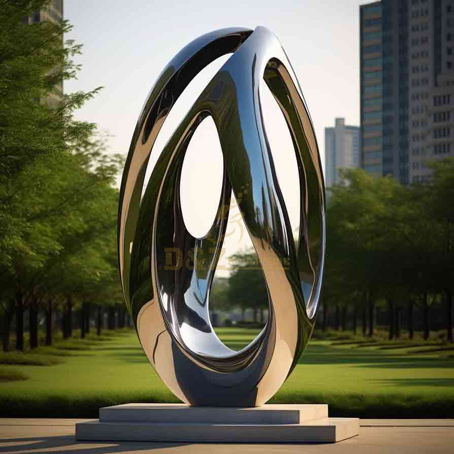 Modern Abstract Stainless City Steel Egg Sculpture Park Decor