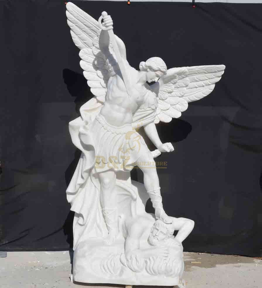 White Marble Archangel Michael Statue for Sale