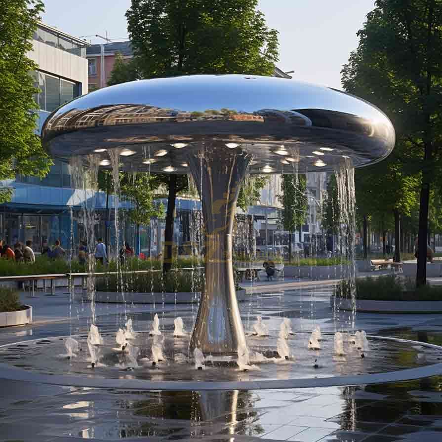 Lights and Pools - Giant Outdoor Mushroom Water Fountain Sculpture