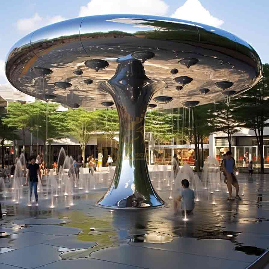 No Pool - Giant Outdoor Mushroom Water Fountain Sculpture