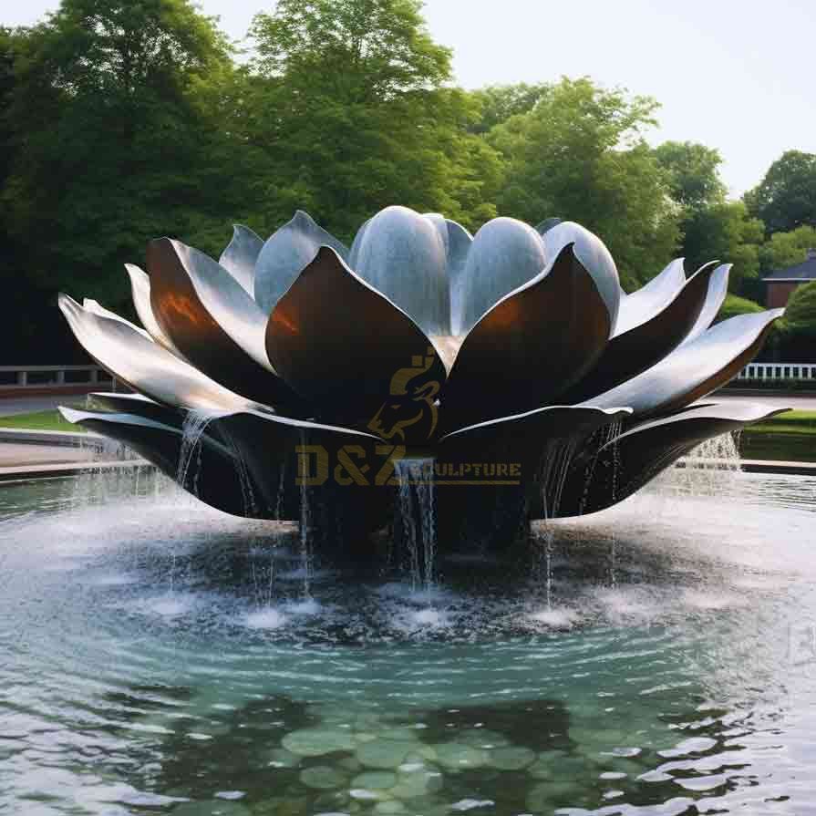 outdoor bronze lotus fountain