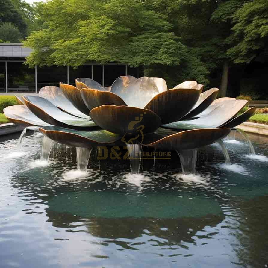 Large garden pond bronze lotus fountain sculpture