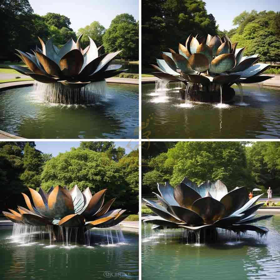 Large outdoor bronze lotus fountain sculpture DZ-695