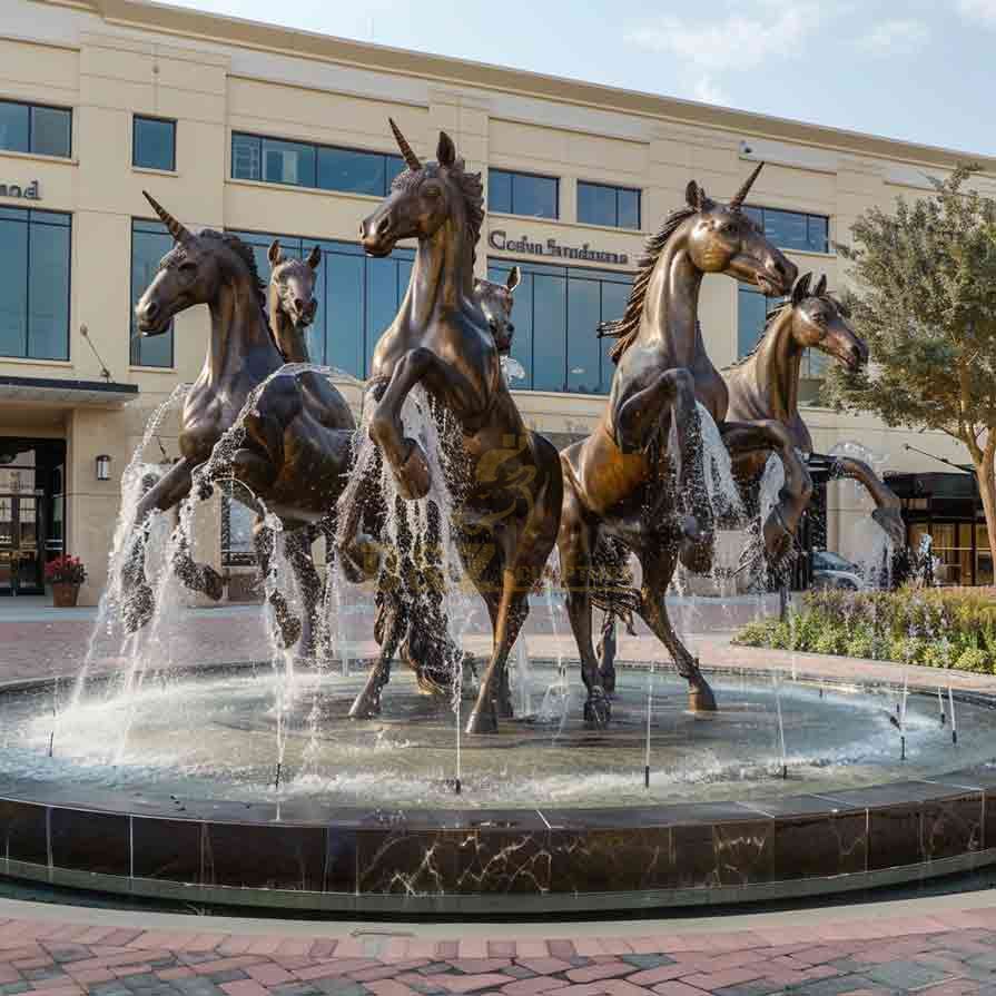 Bronze horse fountain sculpture standing on hind legs DZ-699