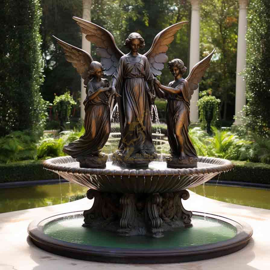 Angel bronze water fountain