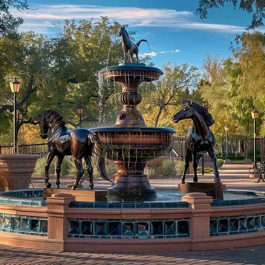 Horse Bronze Statue and Fountain