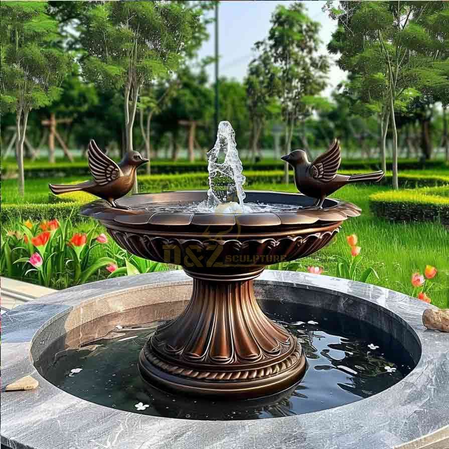 Large bronze garden fountain sculpture, single level design