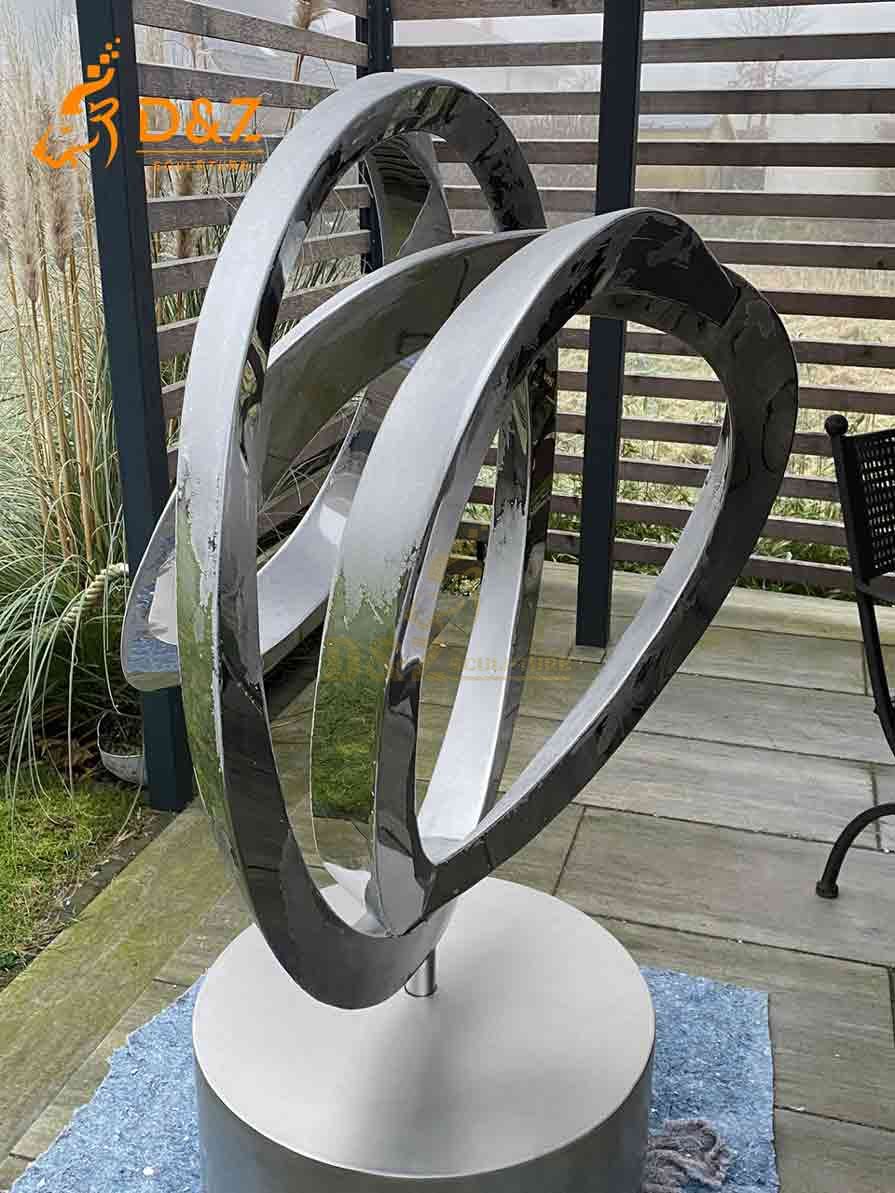 Mirror stainless steel circle art sculpture 3