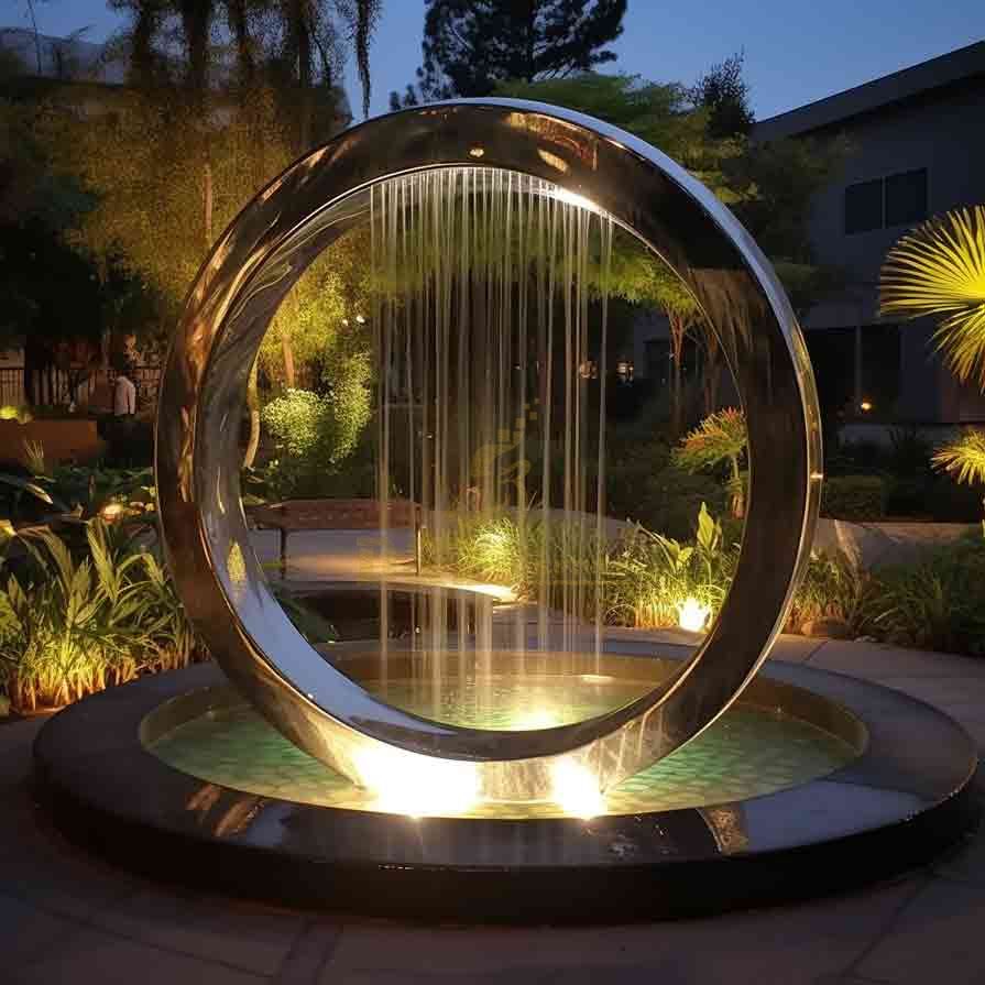 Garden metal large outdoor rain curtain fountain, circle fountain