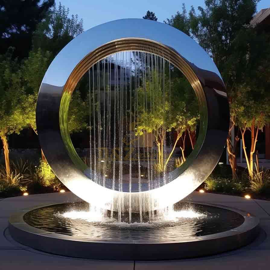 Large circle fountain garden sculpture, outdoor rain curtain fountain