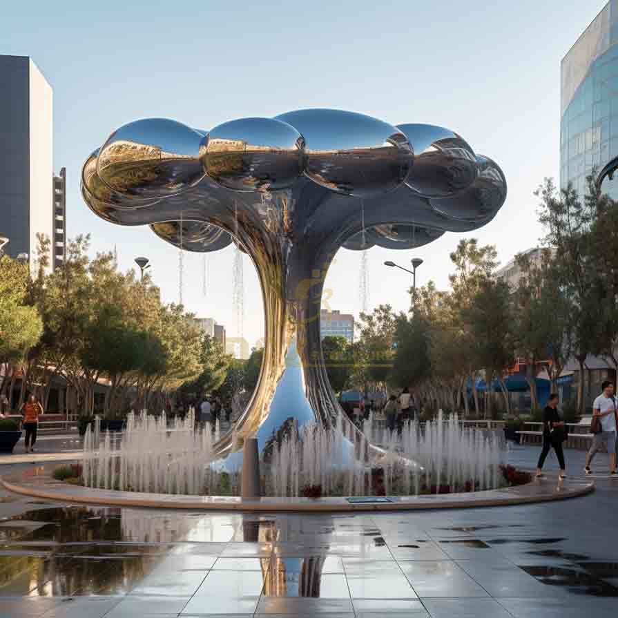 Giant Mushroom Water Fountain Abstract Cloud Design