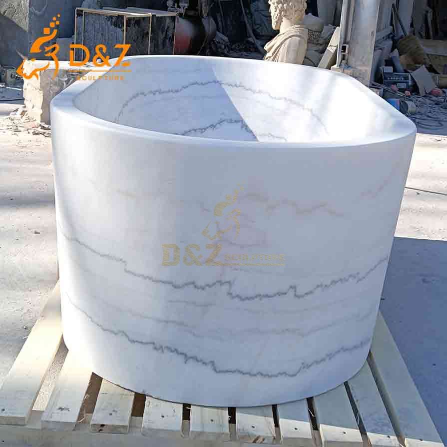 Detailed view, hotel marble luxury modern bathtub sculpture