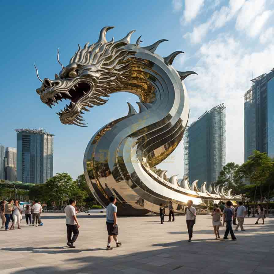 Outdoor chinese dragon head sculpture