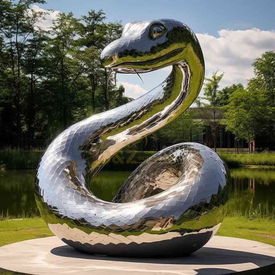 Large Metal Snake Sculpture for Garden Decor