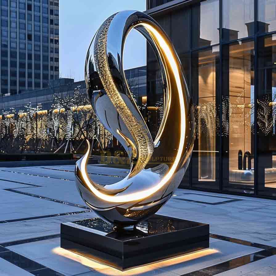 Abstract swan sculpture, modern luxury large metal art sculpture