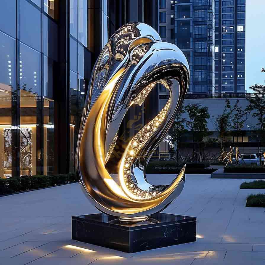 Modern Luxury Large Metal Art Sculpture with Light