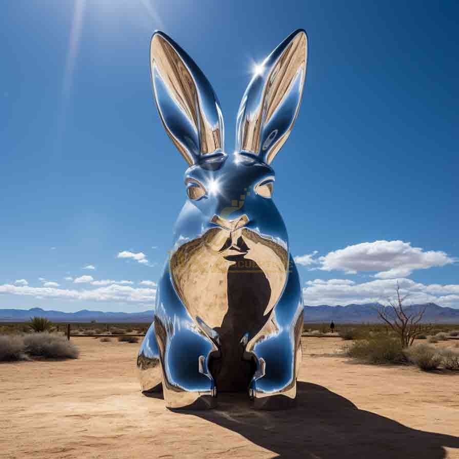 Stainless steel rabbit sculpture for sale, outdoor abstract metal rabbit sculpture