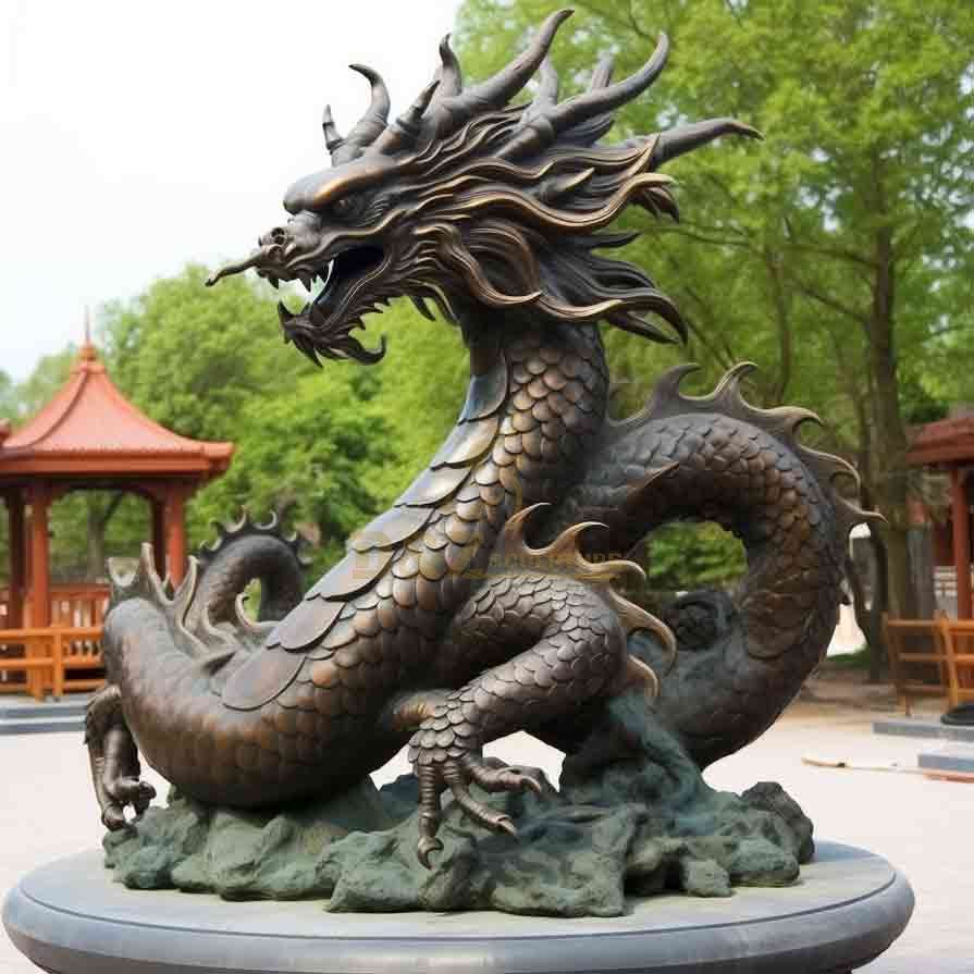 bronze chinese dragon sculpture