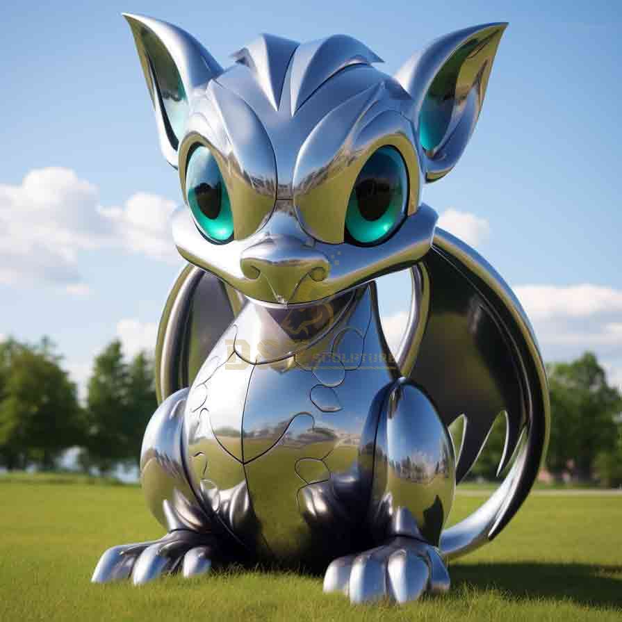 Stainless Steel Dragon Sculpture - Cute Dragon Sculpture