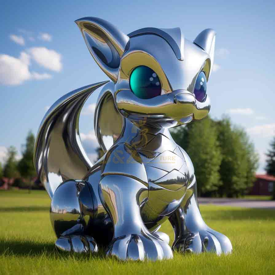 Large outdoor cute dragon sculpture