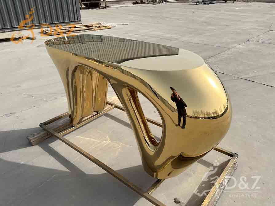 Gold-plated modern metal coffee table, metal table, metal furniture