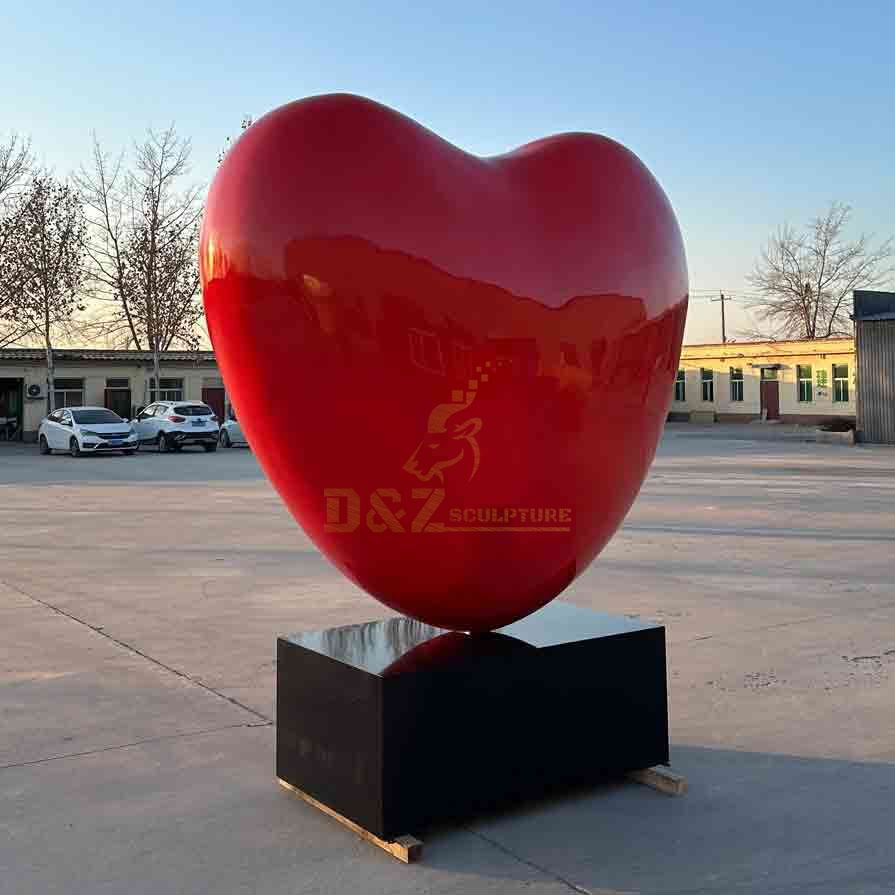 Large Metal Red Heart Sculpture Love Theme 4