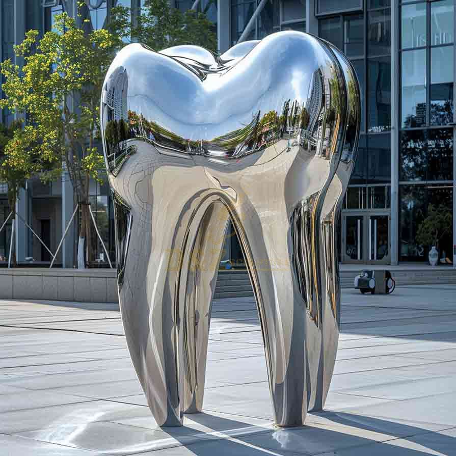 Mirror Stainless Steel Giant Tooth Sculpture Custom 1