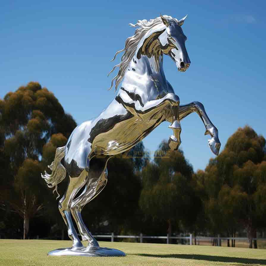 Stainless steel horse sculpture