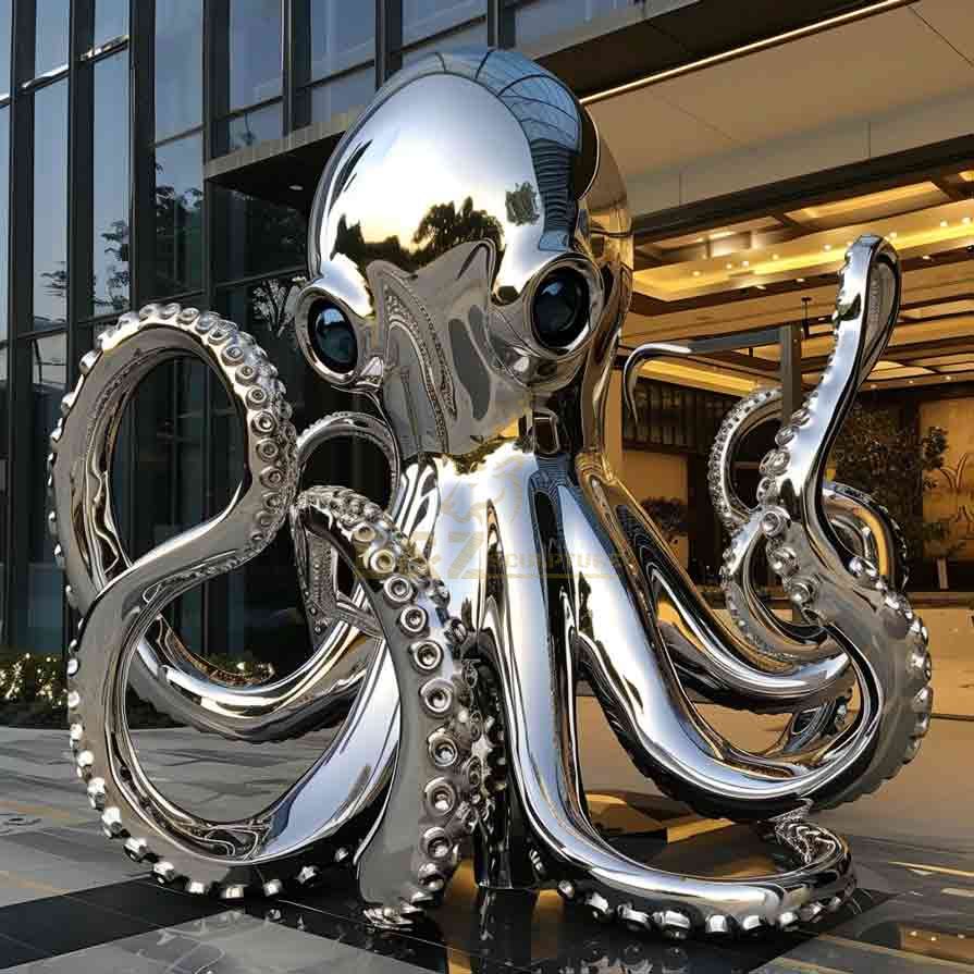 Stainless Steel Octopus Sculpture For Sale 3