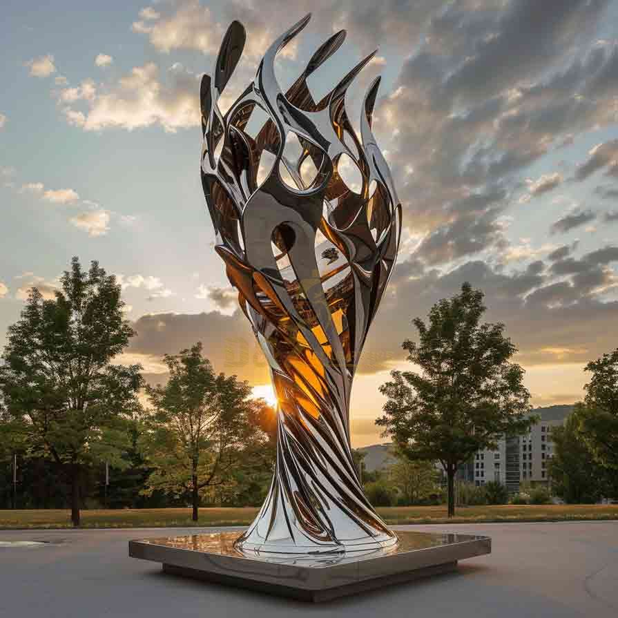 Modern Abstract Hollow Metal Flame Sculpture 5