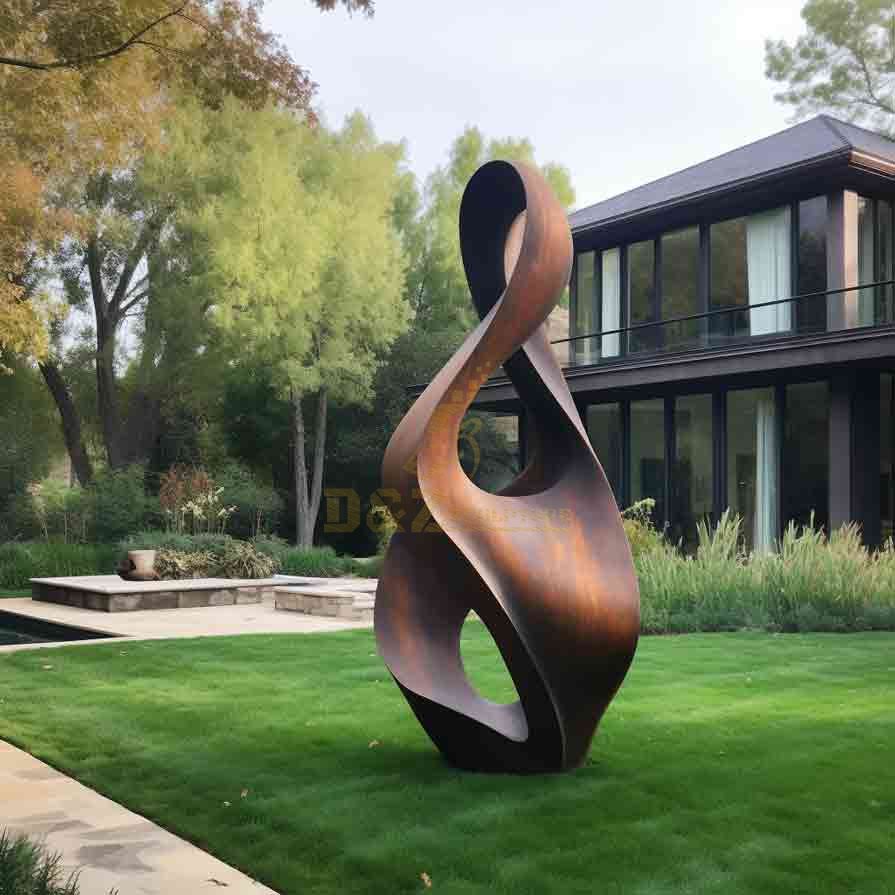 Large Corten Steel Modern Abstract Sculpture Villa Project 5