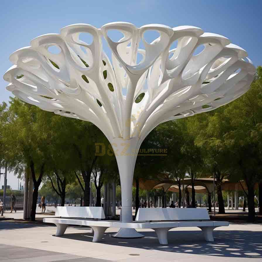 White Large Modern Light Metal Tree Sculpture 1