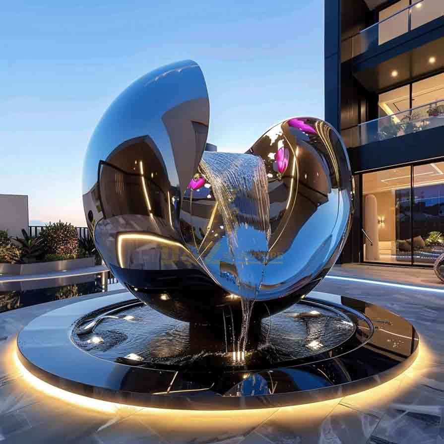 Modern Large Stainless Steel Fountain Sculpture Custom DZ-730