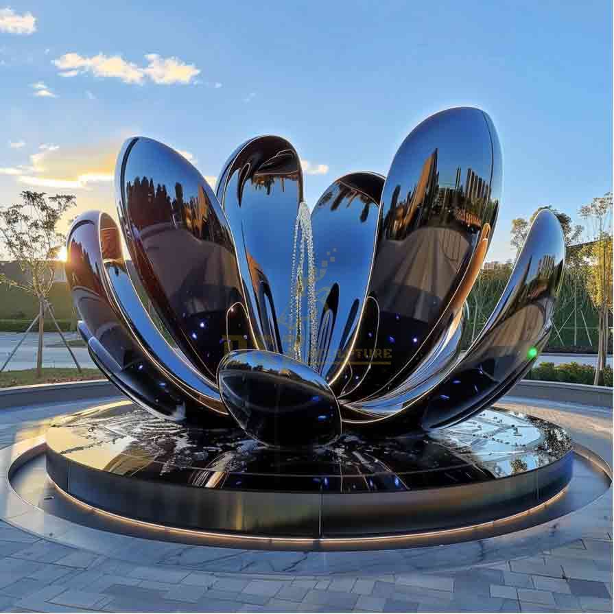 Large Outdoor Modern Metal Flower Fountain with Lights 2