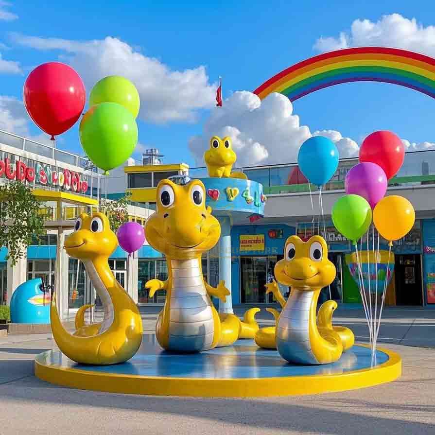 Cartoon Metal Snake Sculpture Amusement Park Decor 2