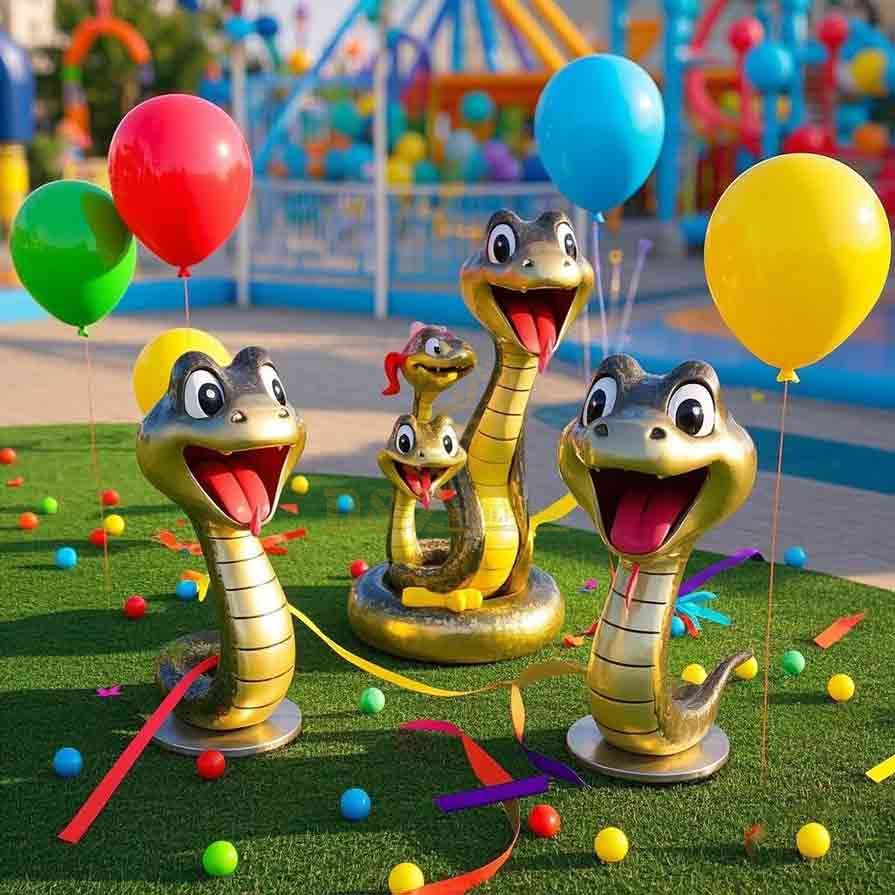 Cartoon Metal Snake Sculpture Amusement Park Decor 6