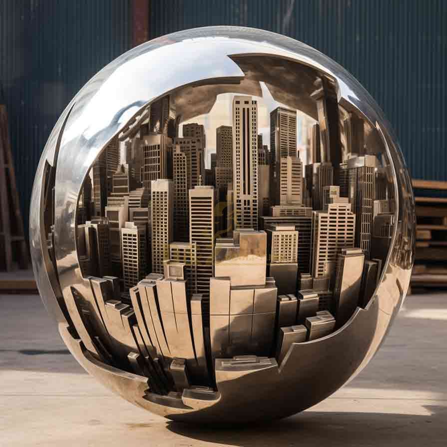 Modern Stainless Steel City Sphere Sculpture Landmark 6