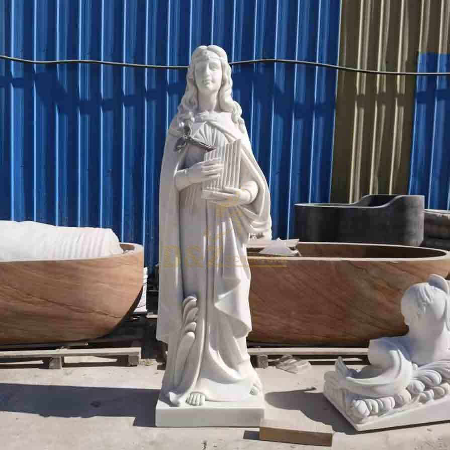 White Marble St Cecilia Statue for Sale 1