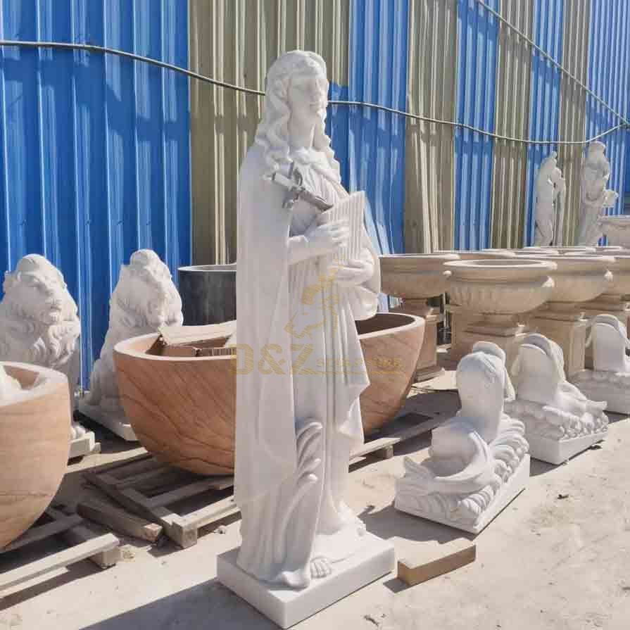 White Marble St Cecilia Statue for Sale 3